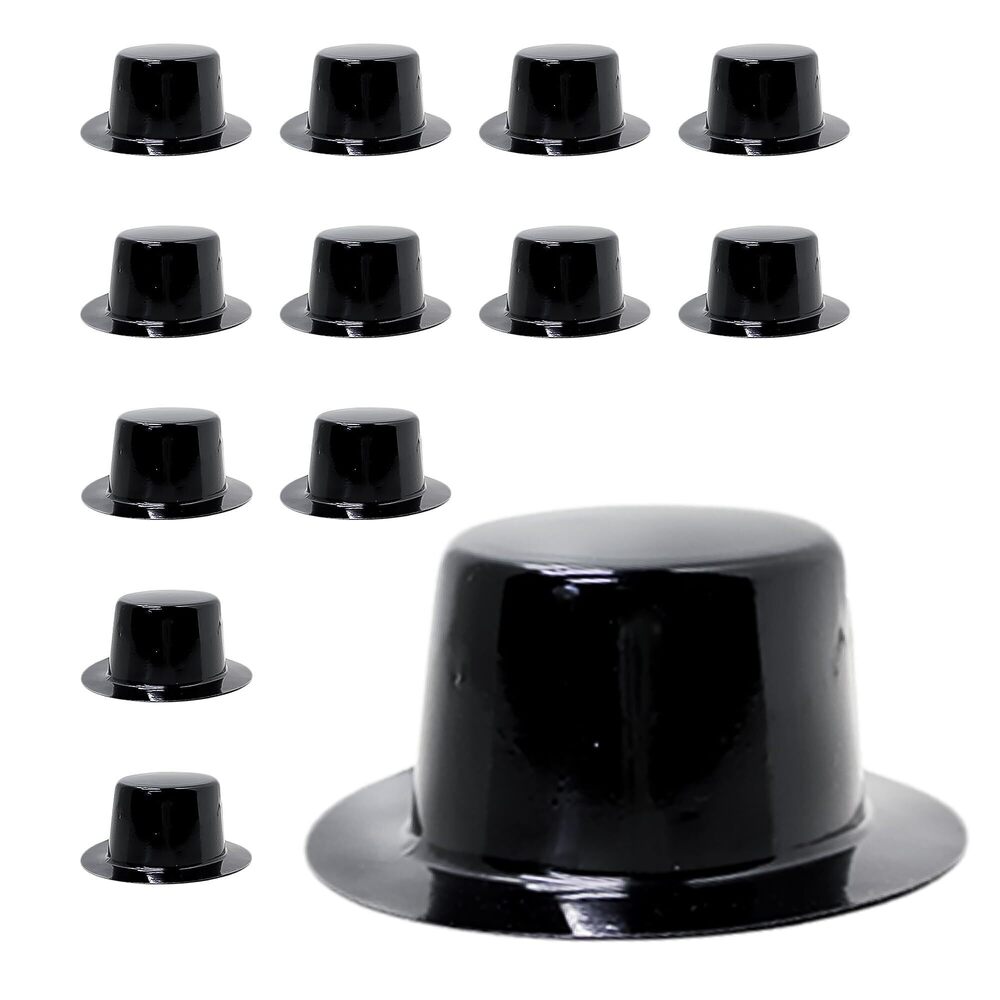 3750 12 Pack Black Mini Top Hats β 2β x 4.75β β Party Favors Decorations